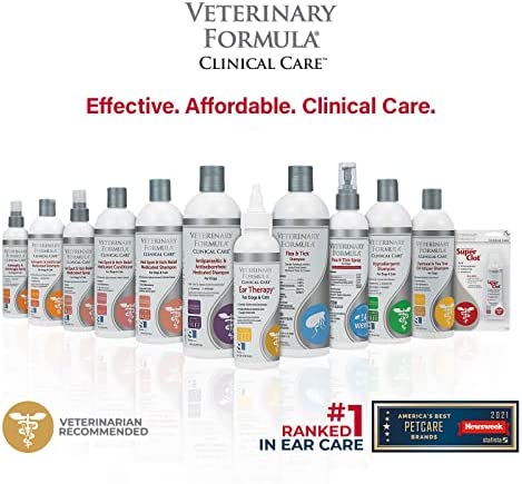 Veterinary Formula Clinical Care Ear Therapy, 4 oz. – Medicated Ear Drops to Help Relieve Bacterial and Fungal Infections in Dogs and Cats – Cleans and Deodorizes